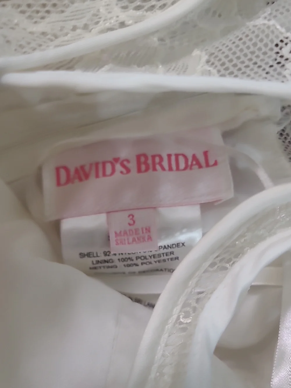 David's Bridal Ivory Lace Flower Girl Dress Size 3t - Picture 3 of 6